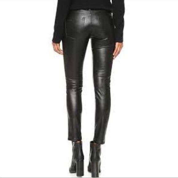 BlankNYC Wake Up Call Liberated Black Vegan Faux Leather Lace Front Skinny Pants - Picture 6 of 15